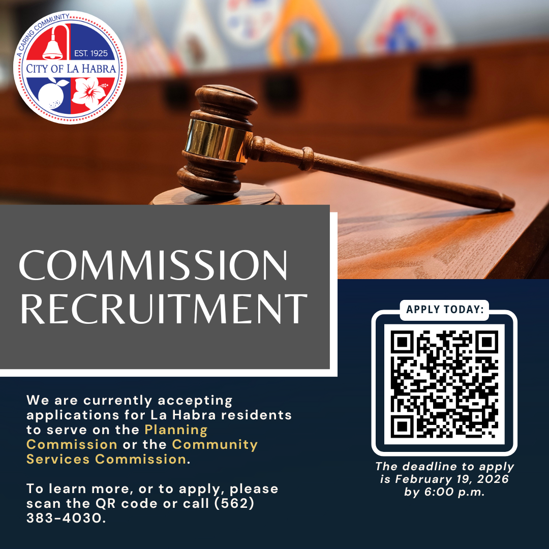 graphic indicating the city is accepting applications to serve on a commission